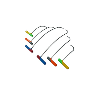 Fynora Edition 6-Piece Round Tip Double Bend Left & Right Steel PDR Tools – Paintless Dent Repair Rods InoxPDR