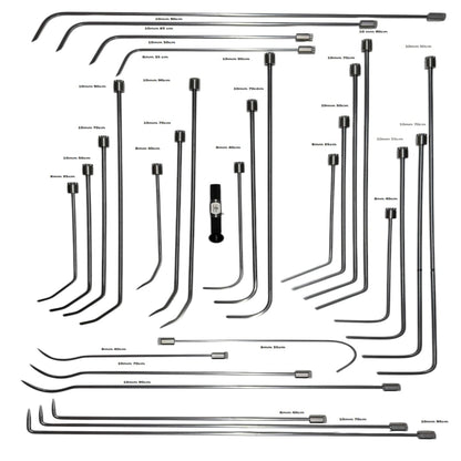 29 Pcs 360° Rotatable Paintless Dent Repair (PDR) Tools - Rust-Resistant Steel Dent Removal Rods - Tiran Edition InoxPDR